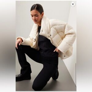 OOFwear Coat Women Size 48 L/XL Cream Puffer Zip Front Insulated Oversized